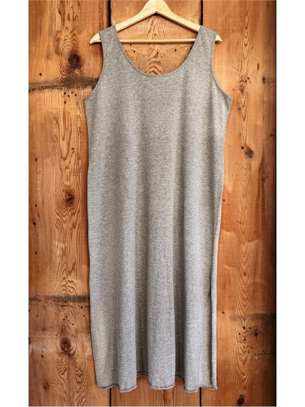 Sz L Vtg 70s 80s Elsie Of Miami Heather Grey Sleeveless Midi Shift Dress EUC - Picture 2 of 4